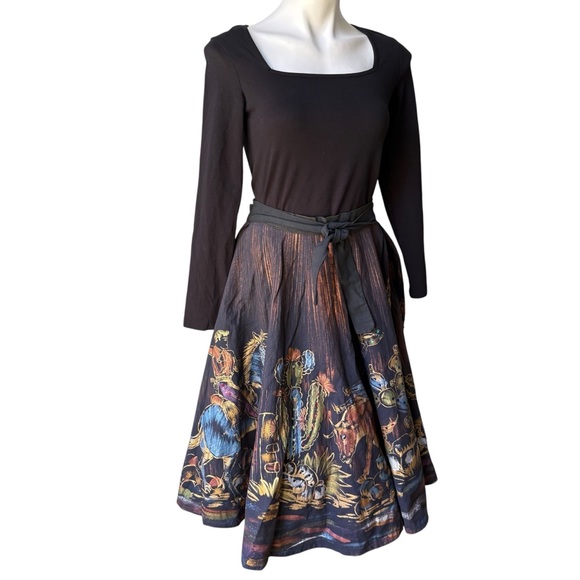 Vintage 1950’s/1960’s Matador Hand Painted Sequined Mexican Cotton Circle Skirt - Picture 5 of 16